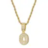 Colar Pingente Letra Inlaid de Zircônia em Cobre Banhado a Ouro 18K Corrente de Aço Inoxidável Colar com 26 Letras do Alfabeto Inglês