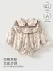 Roupas de Algodão Puro para Bebê Estilo Princesa Floral Macacão para Recém-Nascido Macacão Pajama de Manga Longa para Primavera e Outono