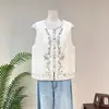 Colete Bordado Jacquard Floral Pesado Estilo Chinês Novo Zhi Li para Mulheres, Novo Modelo Primavera 2026, Jaqueta Sem Mangas Gola Redonda Estilo Nacional