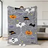 2026 Amazon Nueva Manta de Halloween Estampado de Fantasma Calabaza Calavera Manta de Felpa Manta de Siesta Cubierta de Sofá Manta