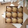Bolas de Natal Bolas Plásticas Acessórios de Decoração para Árvore de Natal Caixas com Grade de Nove Quadrados 6 Bolas Pintadas Conjunto de Bolas de Formato Especial
