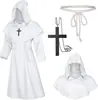 Túnica con Capucha de Cruz para Sacerdote Medieval, Múltiples Tallas, Unisex, Disfraz de Cosplay para Halloween, Dropshipping Transfronterizo