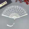 Abanico de Encaje Retro Europeo para Mujer Verano Abanico de Orquídea Accesorios para Fotografía de Danza Performance Abanico Plegable