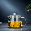 Bule Lateral de Vidro Borossilicato de Alta Qualidade, Bule Pinguim, Bule de Chá Florido, Bule Espessado com Separação de Chá e Água, Bule Doméstico Resistente a Altas Temperaturas para Preparo de Chá