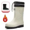 Botas de Lluvia para Hombre hasta la Pantorrilla, Antideslizantes, Impermeables, Botas de Lluvia hasta la Pantorrilla, Zapatos de Goma de Algodón para Lavado de Autos de Otoño e Invierno, Zapatos de Agua para Pesca