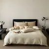 Novo conjunto de cama de luxo e alta qualidade, espesso, 100% algodão acetinado, com quatro peças: lençol de cima, lençol com elástico e fronhas