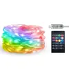 Cadena de luces LED mágica Bluetooth inteligente nueva transfronteriza, control de punto DIY, línea de cuero, cambio de color RGB, impermeable para exteriores, decoración navideña