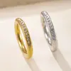 Anillos de Acero Inoxidable de Moda Europeos y Americanos, Anillos Lisos de Moda con Anillos de Diamante para Mujer, Anillos de Pareja Chapados en Oro de 18K, Joyería de Acero de Titanio