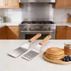 Mango de madera de haya hecho a medida, espátula de cocina de acero inoxidable de 1,2 mm de grosor, espátula para bistec, espátula para freír, espátula para pizza, espátula angulada, espátula para hornear