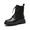 Botas de Aumento de Altura para Mulheres Britânicas Baixas com Aumento de Altura no Outono e Inverno Forradas com Lã Marrom Marrom Solado Grosso Botins Populares Botas de Motociclista