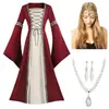 Vestido Medieval Retrô da Amazon 2026 com Mangas Sino, Amarração na Cintura e Decote Quadrado Traje de Corte Traje de Rainha