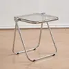 Cadeira de jantar minimalista para uso doméstico, móveis vintage, banquinho dobrável, popular para sessões de fotos, cadeira de cristal, banquinho transparente de acrílico estilo ins