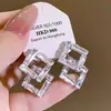 Brincos de Dupla Utilização Estilo Geométrico de Alto Padrão, Brincos de Moda de Alto Padrão de Nicho, Acessórios de Orelha Super Brilhantes Estilo Chanel com Zircônia