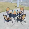 Combinación de mesa y silla para patio al aire libre, balcón de ocio, mesa y silla de comedor a prueba de sol, parque al aire libre, mesa de madera anticorrosiva para exteriores