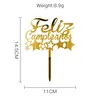 Tarjeta de cumpleaños acrílica española transfronteriza feliz cumpleaños fiesta decoración de pastel para hornear
