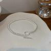 Collar de Plata Esterlina s925 Estilo Coreano Botón Tot Industria Pesada Plata Lisa Estilo Coreano Moda Minimalista Pulsera Versátil Femenina Círculo Pareja