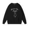 Moletom Soltinho com Gola Redonda para Mulheres, Novo Estilo Outono e Inverno 2026, Estampa de Letras Estilo Americano, Laço, Aconchegante, Forrado com Fleece, Peça Pesada