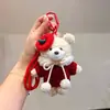 Llavero de osito suave y esponjoso suéter tejido gorro muñeco colgante muñeco lindo amuleto de bolsa de muñeco regalo pequeño
