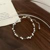 Pulsera de Línea de Plata con Perlas y Cuentas Hechas a Mano de Plata S925 Gan Jia Joyería Retro Francesa Elegante Regalo Retro para Novias