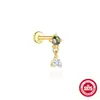 Pendientes de Plata de Ley S925 con Ágata Natural, Cristal, Piedra Lunar y Borla, Piercing Rosca de Cabeza Plana para Hueso de la Oreja, Popularidad Caliente Europea y Americana