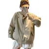 Chaqueta retro estilo Hong Kong para mujer, primavera y otoño, chaqueta de béisbol de trabajo con cuello alto bordado estilo americano, top casual holgado para hombre