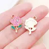 Novos 20 Modelos de Pingentes de Liga Metálica Flor de Fruta Rosa Vermelha com Gotejamento de Óleo para Colar, Pulseira, Chaveiro e Acessórios de Joias DIY