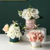 Vaso Pequeno Portátil Nórdico Ins Vasos Criativos de Ferro para Flores Secas Ornamentos de Vasos de Cerâmica com Laço para Suculentas