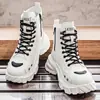 Botas Masculinas Martin com Rebites, Botas Tendência Retrô de Cano Médio, Botas de Motocicleta de Trabalho Personalizadas Estilo Punk Aumentadoras de Altura, Moda Outono e Inverno