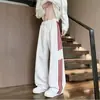 2026 Novo Inverno Americano Retrô Calça de Moletom Esportiva Reta Listrada com Caimento Solto para Homens, Calça Casual Versátil de Perna Larga