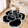 Alfombra de Piso de Color Sólido Casual con Forma Especial de Rosa Decoración de Mesita de Noche de Dormitorio Alfombra Resistente a Manchas Entrada Antideslizante Eliminación de Polvo Cuidado Fácil Felpudo