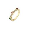 Aogu Fuente Transfronteriza Estilo INS Moda Retro Cobre Joyería Micro-incrustada Chapado en Oro Real Anillo de Circonita Abierto