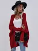 Cardigan de Punto para Mujer de Comercio Exterior, Nuevo para Otoño e Invierno Europeo y Americano en Amazon, Suéter Grueso de Punto Liso, Chaqueta para Mujer