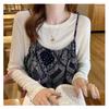 Blusa Feminina Manga Longa Algodão Super Macio Alta Qualidade Cor Sólida Gola Redonda Primavera Nova Estilo Coreano Nicho Estilo Ocidental Camisa Base Camiseta