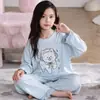 Pijama para Niñas de Algodón Puro Primavera y Otoño Manga Larga Estilo Delgado Niñas Niños Grandes Adolescente Estudiante de Secundaria Estilo Otoño Ropa de Casa