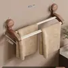 Ventosa Nogal Toallero Perchero de Almacenamiento Montado en la Pared para Baño sin Perforaciones Barra para Colgar Toallas Toallero de Baño