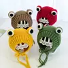 Gorro Infantil Otoño e Invierno Hecho a Mano Lindo Dibujo Animado Orejas de Rana Gorro de Lana Cálido Tejido