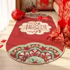 Manta de Cabecera para Boda Personaje Feliz Rojo Felpudo Decoración de Habitación de Boda Felpudo para Pies en la Base de la Cama Alfombra Festiva para la Entrada de la Boda