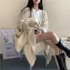 Suéter de tricô casual estilo ins japonês retrô para mulheres, outono e inverno de 2026, caimento solto, casaco estiloso de comprimento médio estilo coreano