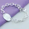 Joias de Jade de Comércio Exterior Banhado a Cobre com Prata 925 Pulseira de Pingente Redondo com Fecho de Camarão Moderno Corrente de Venda Quente Temu Xiyin Tk