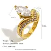 Moda Ins Europea y Americana Nicho Elegante Simple Joyería de Mano Acero Inoxidable Chapado en Oro de 18K Anillo de Corona con Circonita para Mujer de Gama Alta