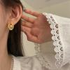 Aretes Geométricos Huecos de Metal Esmerilado Francés Nuevas Explosiones Temperamento Aretes de Alta Gama para Mujer Agujas de Plata 925