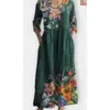 2026 Nuevo Estilo Europeo y Americano de Comercio Exterior Transfronterizo Vestido Casual de Verano Holgado con Cuello en V y Mangas Largas Impreso en 3D para Mujer