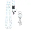 Porta credencial retráctil de fácil extracción en stock del fabricante Estampado de leopardo Epoxi Clip giratorio para credencial Cordón para credencial de identificación de fábrica Venta al por mayor