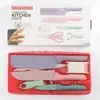 En stock color acero inoxidable paja de trigo juego de regalo de seis piezas cuchillo cuchillo para carne caja de regalo caja de color cuchillo de cocina