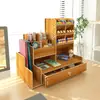 Caja de Almacenamiento con Portalápices de Madera, Gran Capacidad, Portalápices Nórdico Creativo y Elegante con Múltiples Compartimentos, Estante de Almacenamiento para Escritorio de Oficina