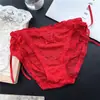 [Rojo Ancola] 880# Ropa Interior Roja Grande de Año Nuevo Malla de Encaje Seda de Hielo Ropa Interior Roja