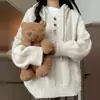 Suéter com Capuz Cor de Damasco para Mulheres, Novo Estilo Popular Outono e Inverno 2025, Tricô para Roupa Externa, Top de Moda Coreana Estilo Preguiçoso