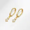 Pendientes Cuadrados de Diamante con Forma de Rombo de Plata de Ley S925 para Mujer, Diseño de Nicho, Pendientes de Alta Gama, Pendientes de Aro, Pendientes, Joyería Personalizada para Orejas