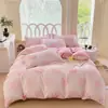 Suave juego de ropa de cama de lujo con estampado floral rosa, tela cepillada de doble cara engrosada, fresco y dulce, adecuado para todas las estaciones en el dormitorio