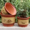 Vaso de Flores Cerâmico de Argila Roxa Extra Grande para Casa, Vaso de Chão de Cerâmica Grossa para Bonsai e Orquídeas para Uso Doméstico